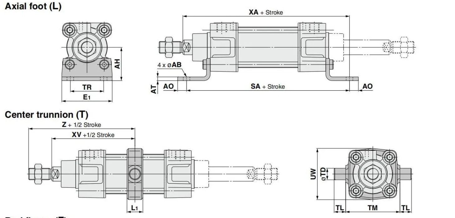 SMC C96 Series Pneumatic Piston Rod Double Acting Tie-Rod Air Cylinder ６